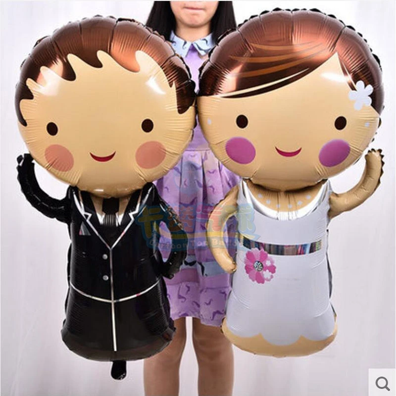 

giant 43inch 10pcs/lot Groom bride wedding wear aluminum foil balloon marriage decoration ballon 111.5CM*54CM anniversary globo