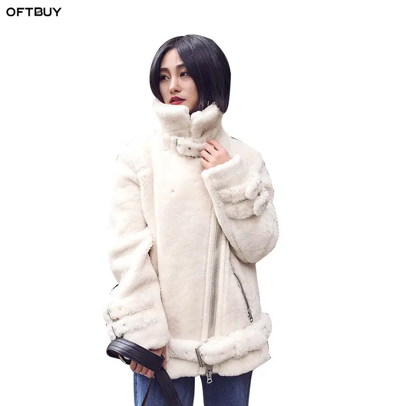 OFTBUY 2019 пальто с натуральным мехом зимняя куртка женская теплая толстая шерсть