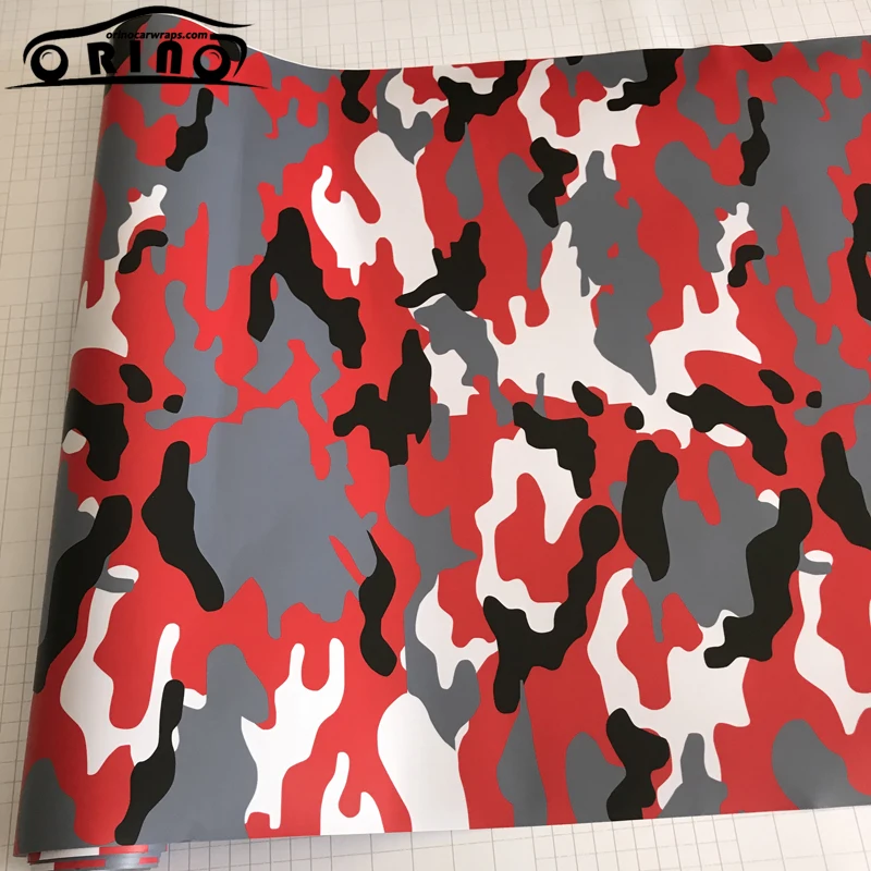 Black Red White Camouflage Vinyl Film-4