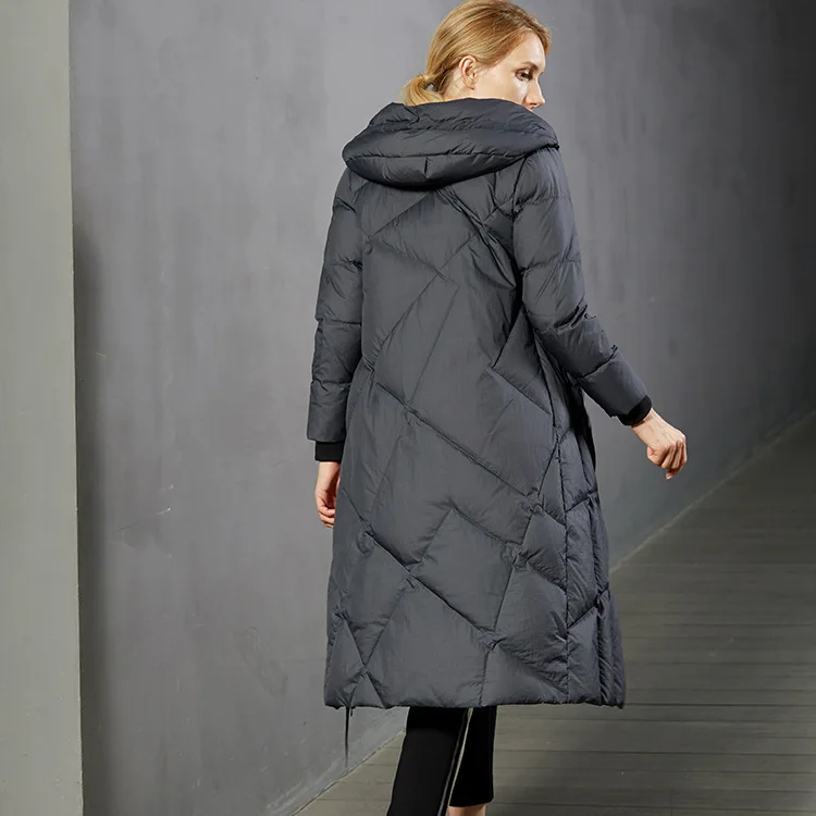 

Hooded long style white duck down jackets women down coats 2018 autumn winter collection