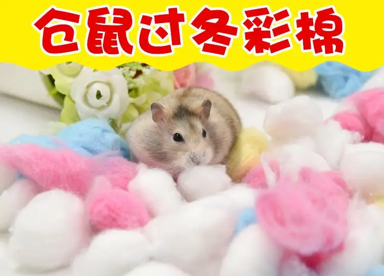 

Hamster cotton ball small pet color cotton powder blue yellow absorbent cotton warmth supplies gold bear cotton 100 capsules 001