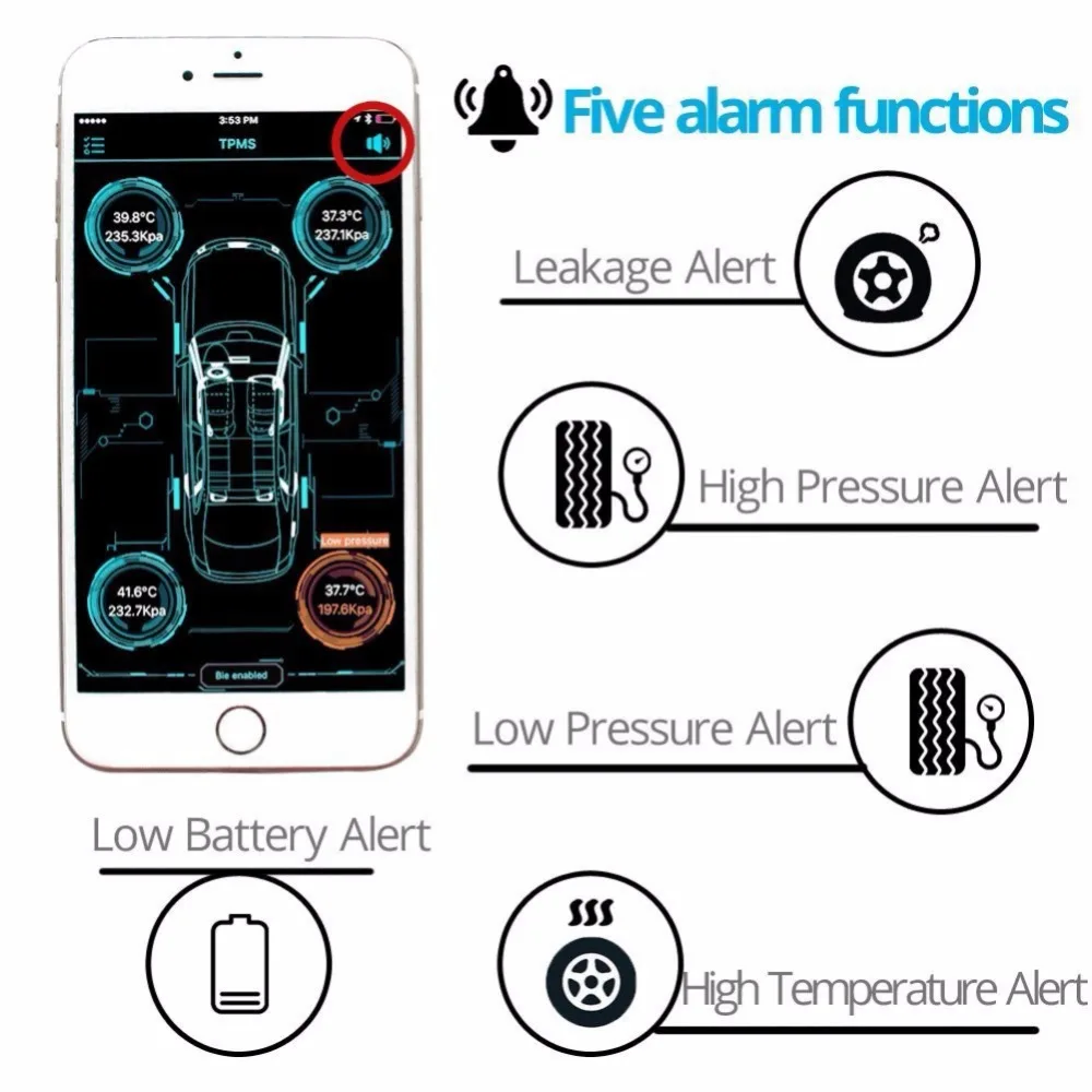 

Newest Tire Pressure Test Set 4.0 Wireless Bluetooth BLE TPMS Accurate System Measurement Monitor