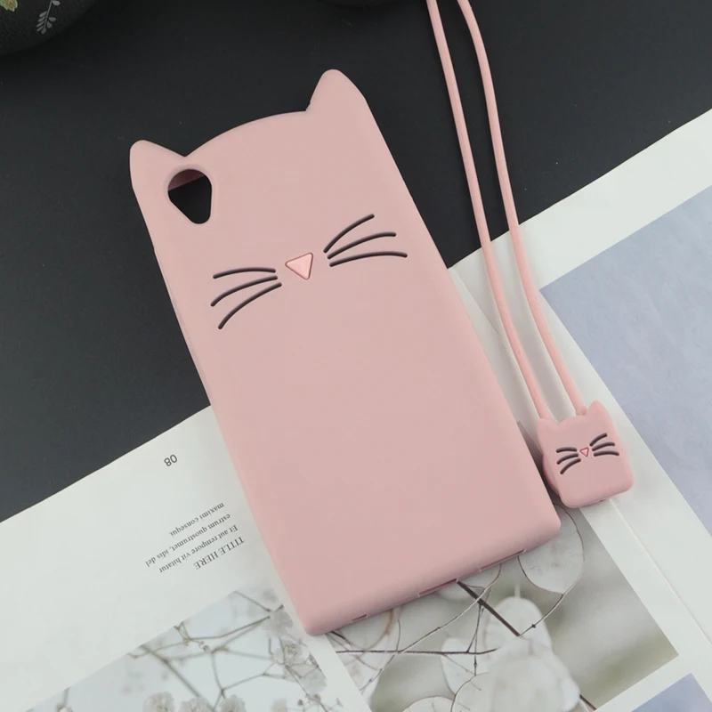 Cute 3D Cartoon Silicon Case for Sony Xperia L1 Cases Japan Glitter Beard Cat Lovely Ears Kitty Phone Cover for L1 Dual