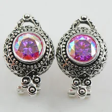 Nuevo Rainbow Rose Simulado Topaz Mujer 925 Plata Cristal Pendientes TE518