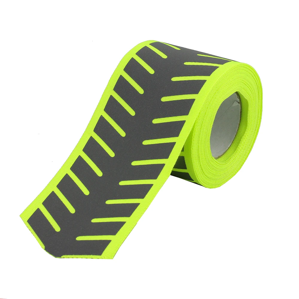 

60mm*50mm(W) Fluorescent Green Reflective Fabric Ribbon Webbing Tape Strip Edging Braid Trim Sew On Tape Garment Accessories DIY
