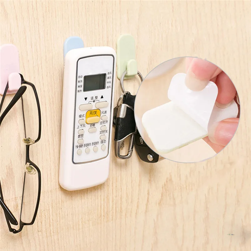 2pcs Creative Multi Purpose Air Conditioner Remote Self Adhesive Wall Hook Hooks For Hanging Bathroom Accessories 5A31 (3)