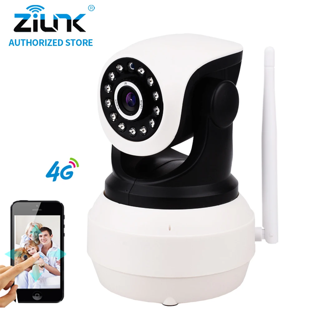 

ZILNK 1080P Full HD 4G Camera IP SIM Card P2P PT Wireless Home Security Two Way Audio Motion Detection IR SD Card Indoor White