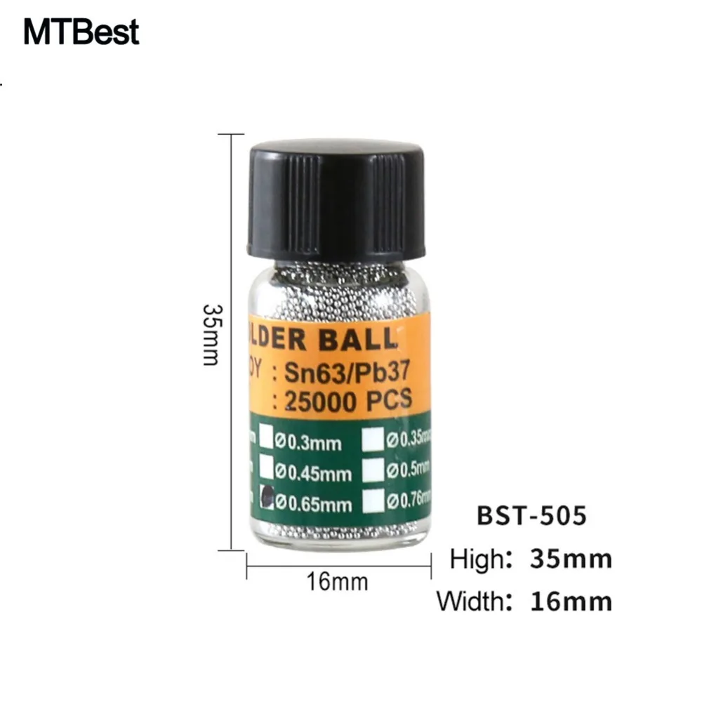 1 бутылка BGA шарики(0,2 0,25 0,3 0,35 0,4 0,45 0,5 0,55 0,6 0,65) BGA припой шарик этилированный для BGA ремонтные инструменты
