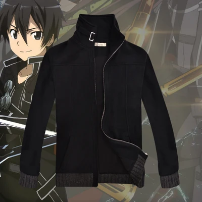 Sword Art Online 2 костюм Кирито для косплея черная повседневная одежда пальто куртка