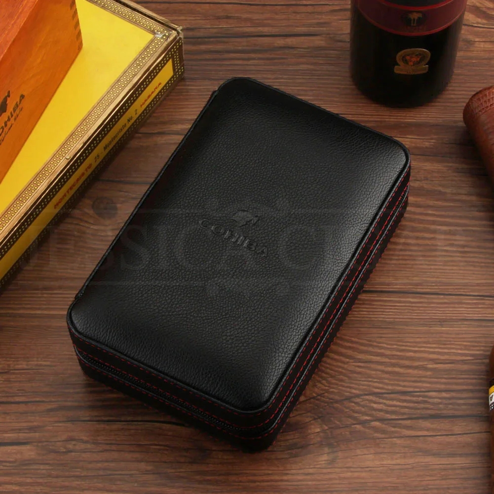 COHIBA Humidor коробка для сигар Дорожный Чехол для сигар из кожи кедра коробка для сигар с увлажнителем набор аксессуаров