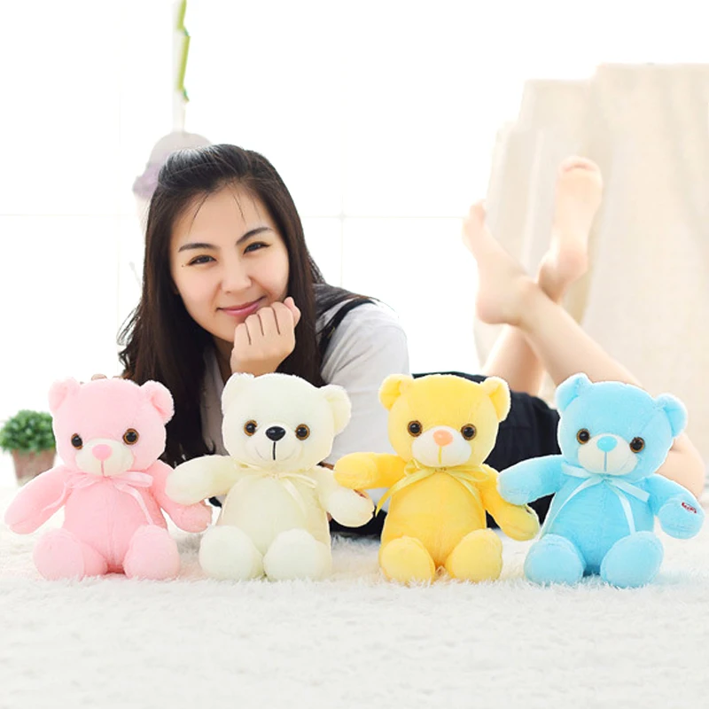 Luzes da Noite toy boneca de pelúcia urso Features : Colorful Led Plush Bear Night Light