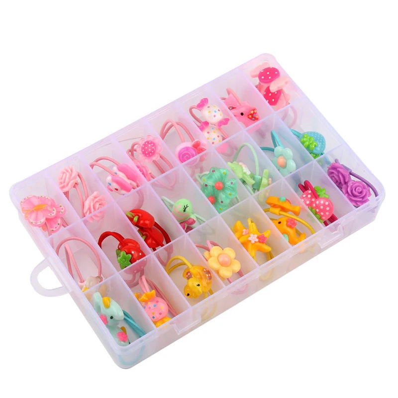 

24pairs=48pcs Gift Box Packed Girls Cute Cartoon Elastic Hair Bands Headwear Scrunchies Rubber Bands Headbands Hair Accessories
