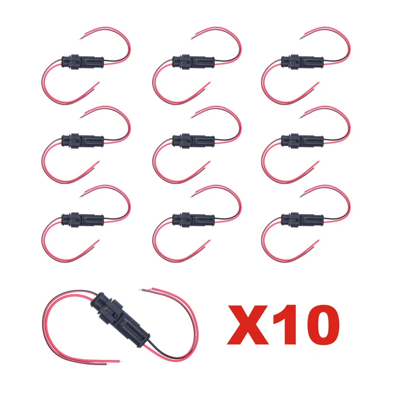 

10pcs Electrical Connector Sets 2Pin Way Car Waterproof Male Female Electrical Connector Plug Wire Kit New Arrival