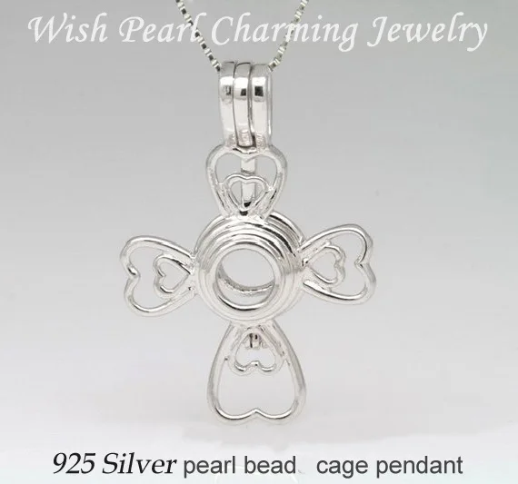 925 Silver pearl beads cage pendant 