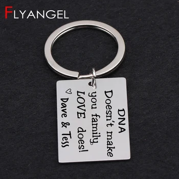 

Personalized Custom Name Keychain Engraved DNA Doesn't Make Your Family Love High Quality Keyring Stepfather Sepmother Gifts