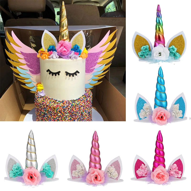 horn unicorn cake topper unicorn party cake decoration wedding cake toppers unicorn accessories kids birthday party baby shower cake decorating supplies aliexpress