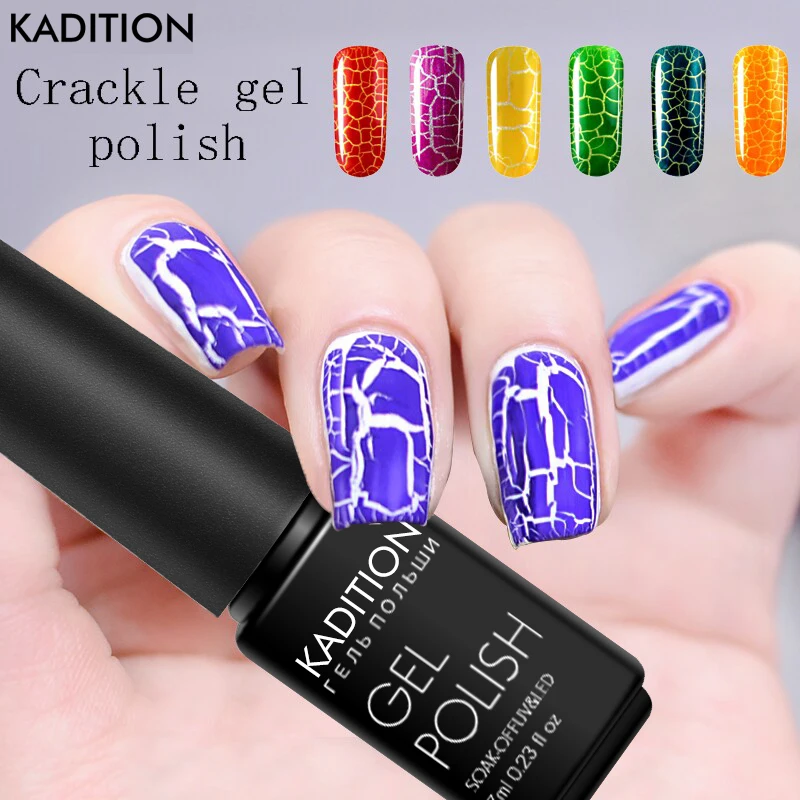Лак для ногтей KADITION Crackle Shatter 7 мл Гель лак Lucky 12 видов цветов выбор трещин УФ