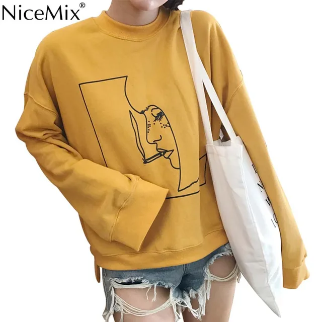 NiceMix Harajuku Boyfriend Style Sweatshirt Women Print Pattern Plus