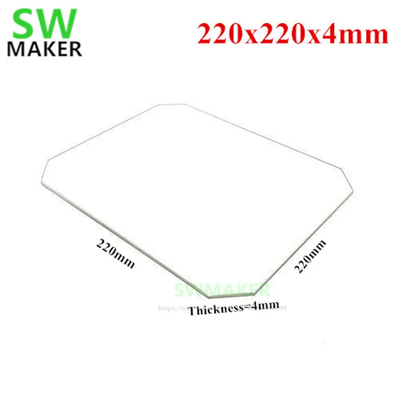 SWMAKER 220x220x4 мм боросиликатное стекло пластина с углом для Wanhao Дубликатор i3 Anet A8 MP