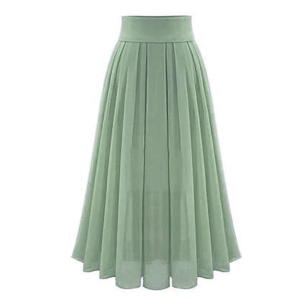 

Women's Sexy Casual Evening Party Chiffion Skirts Solid Simple Style Long Skirt Holiday Wild Soft Skirt Jupe Femme #Y30