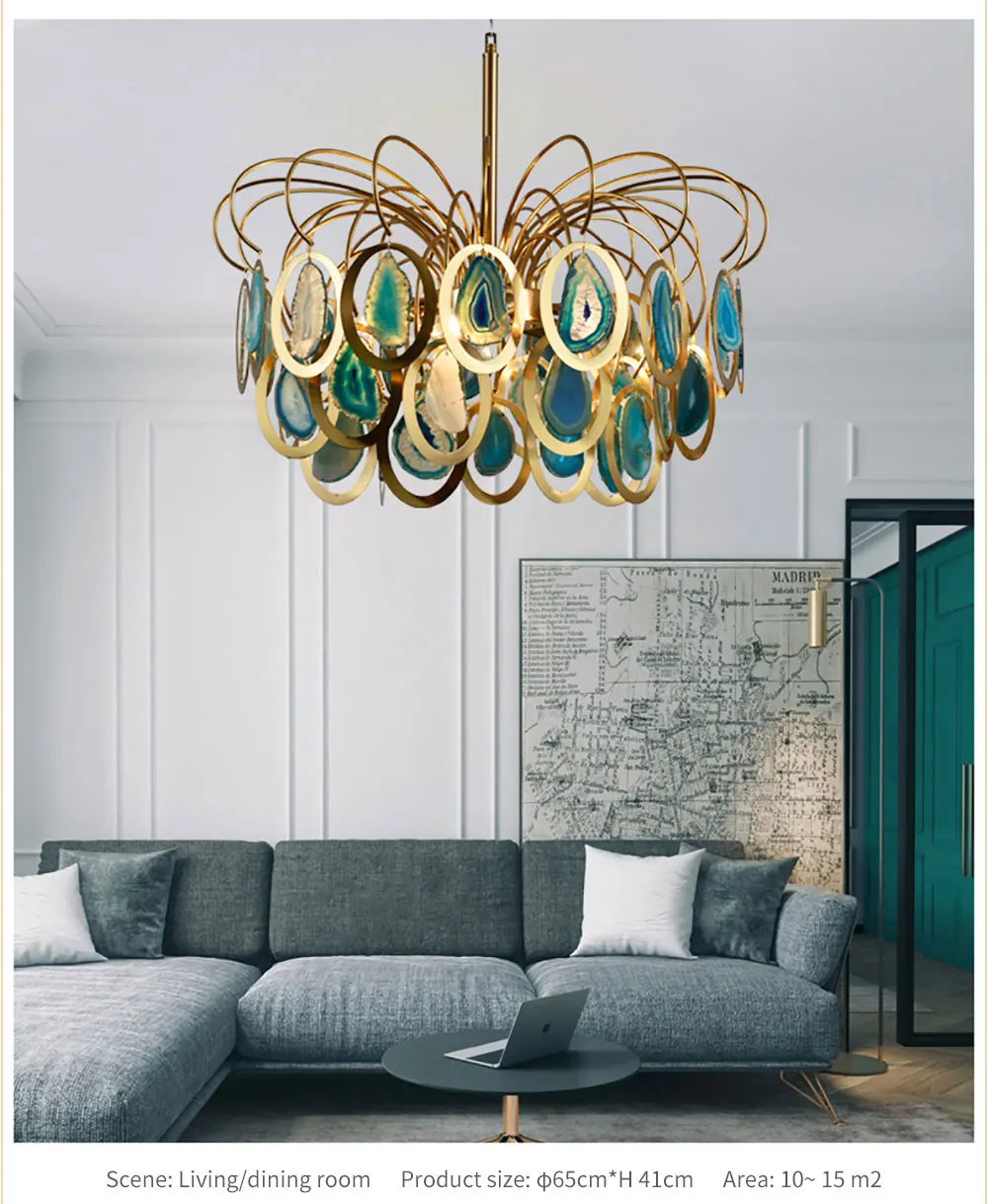 Современный скандинавский дизайн, люстра, светильник, роскошный Агат, подвесные лампы, светильник для гостиной, светильник для гостиной, столовой