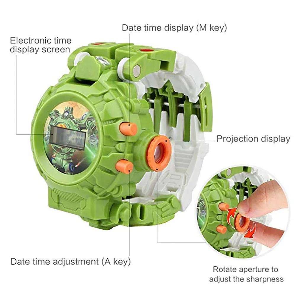 Трансформеры игрушки робот часы 3в1 проекция дети цифровые наручные часы деформация спасательные робот игрушки электронный обучающий подарок