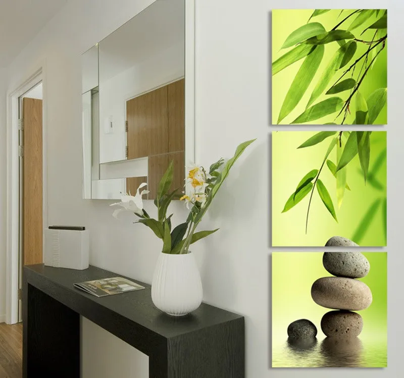 3 Pcs Artist Canvas Still Life painting Bamboo and Stone vertical forms Canvas Prints Wall Pictures Living Room Picture T/1058