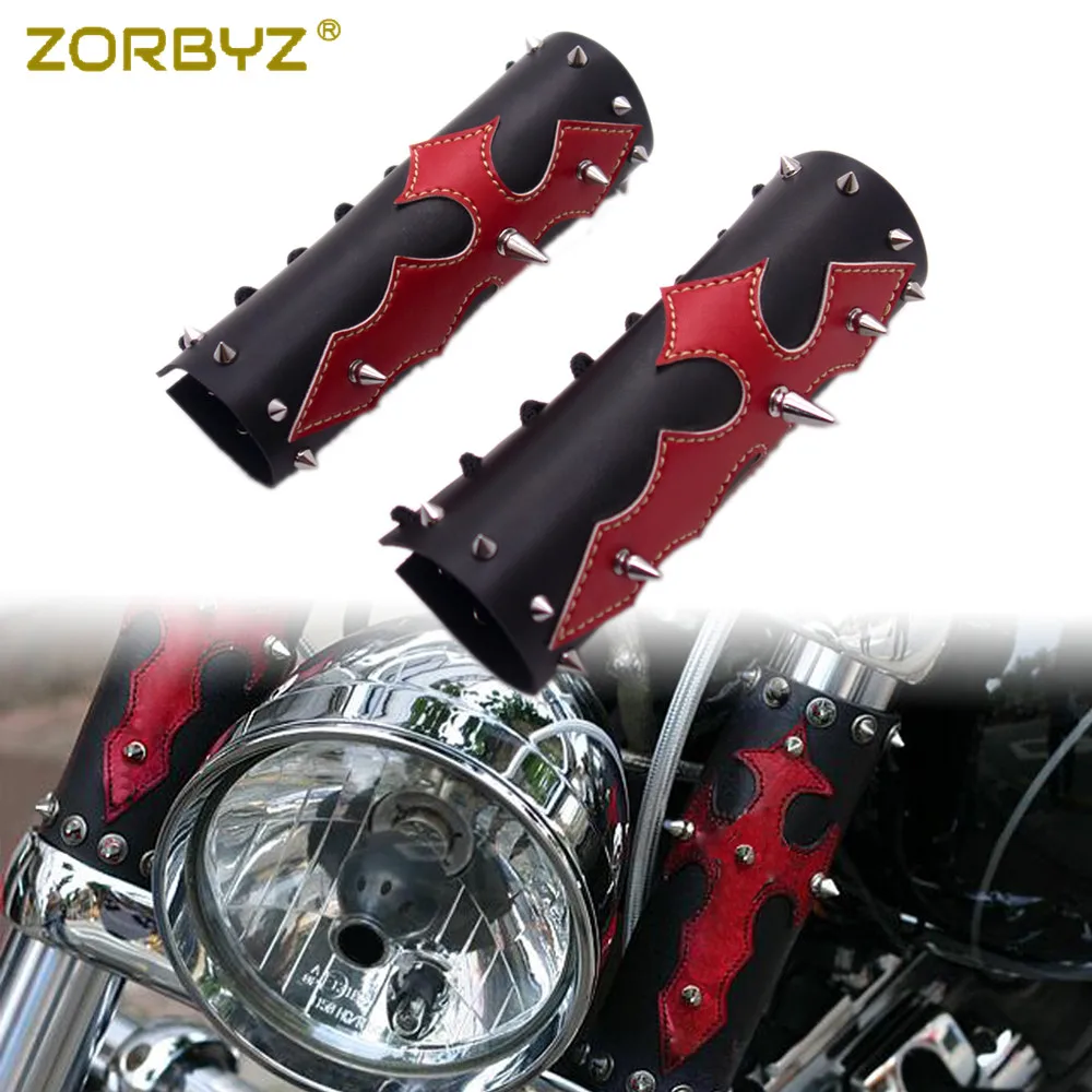 ZORBYZ Motorcycle PU Leather Front Fork Protector Protector Cover For