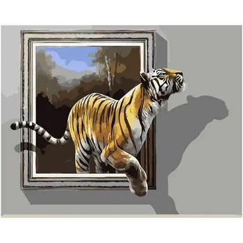 

3D tiger Painting lifelike window paint picture By Numbers Digital picture Coloring Unique Gift room decor Home Decoration