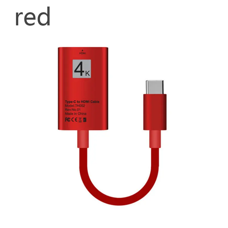Тип C к адаптеру HDMI 4 K Тип usb-C 3,1 мужчин и женщин HDMI конвертер HDTV для Macbook huawei P20 samsung S8 - Цвет: Красный