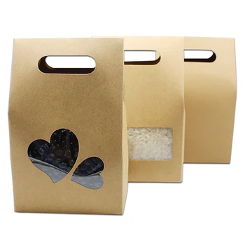 

10.5x15x6cm Brown Kraft Paper Packaging Box with Window Party Chocolate Candy Storage Paper Box Foldable Gift Carton Package Box
