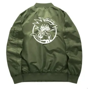 thin Аниме Dragon Ball Косплэй Бейсбол зимняя куртка унисекс утолщаются Гоку молнии пальто Повседневное Flight Bomber ветровка куртка 110804 - Цвет: thin