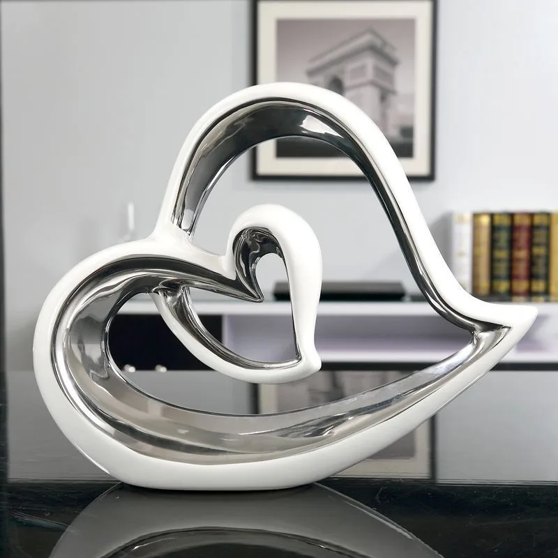  white ceramic creative heart lovers home decor crafts bedroom decoration handicraft porcelain figur - 32800085612