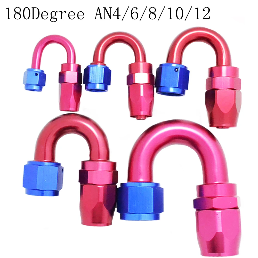180 Degree AN 4 6 8 10 12 Oil/Fuel/Swivel Hose Aluminium FittingS Swivel AN Fitting Adapter Oil