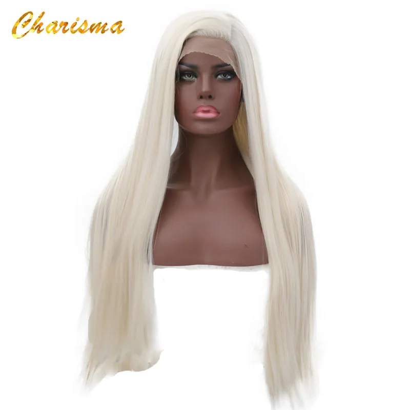 

Charisma Synthetic Lace Front Wigs For Black Women White Straight Long Hair With Natural Hairline Lace Front Wig