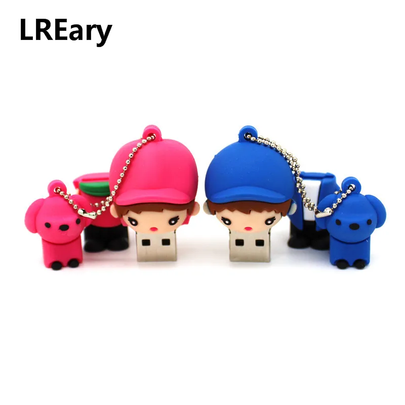2019 New design Pendrive cartoon girl/boy with dog USB Flash drive 4GB 8GB 16GB 32GB 64GB U disk memory stick creative pen drive
