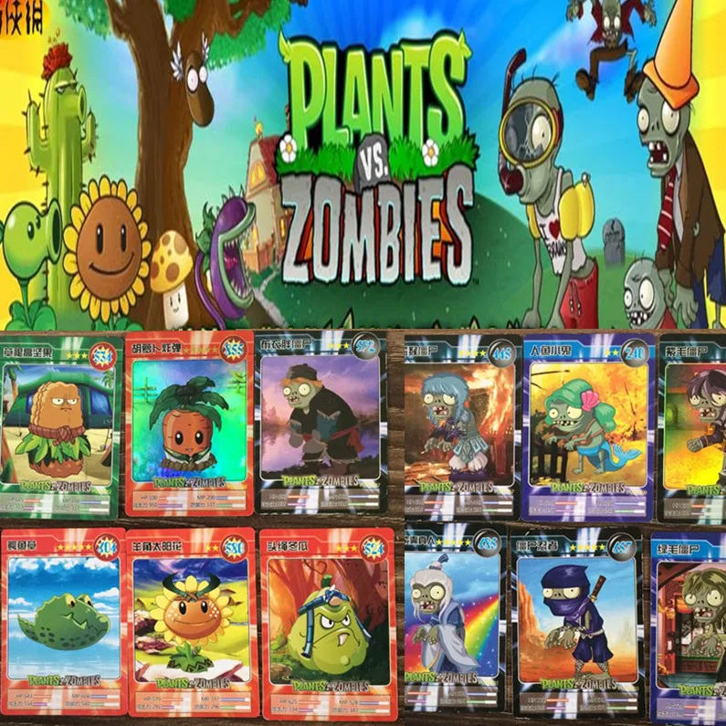 40 pcs/lot Plants vs Zombies Cards Plants Zombies Action Figures