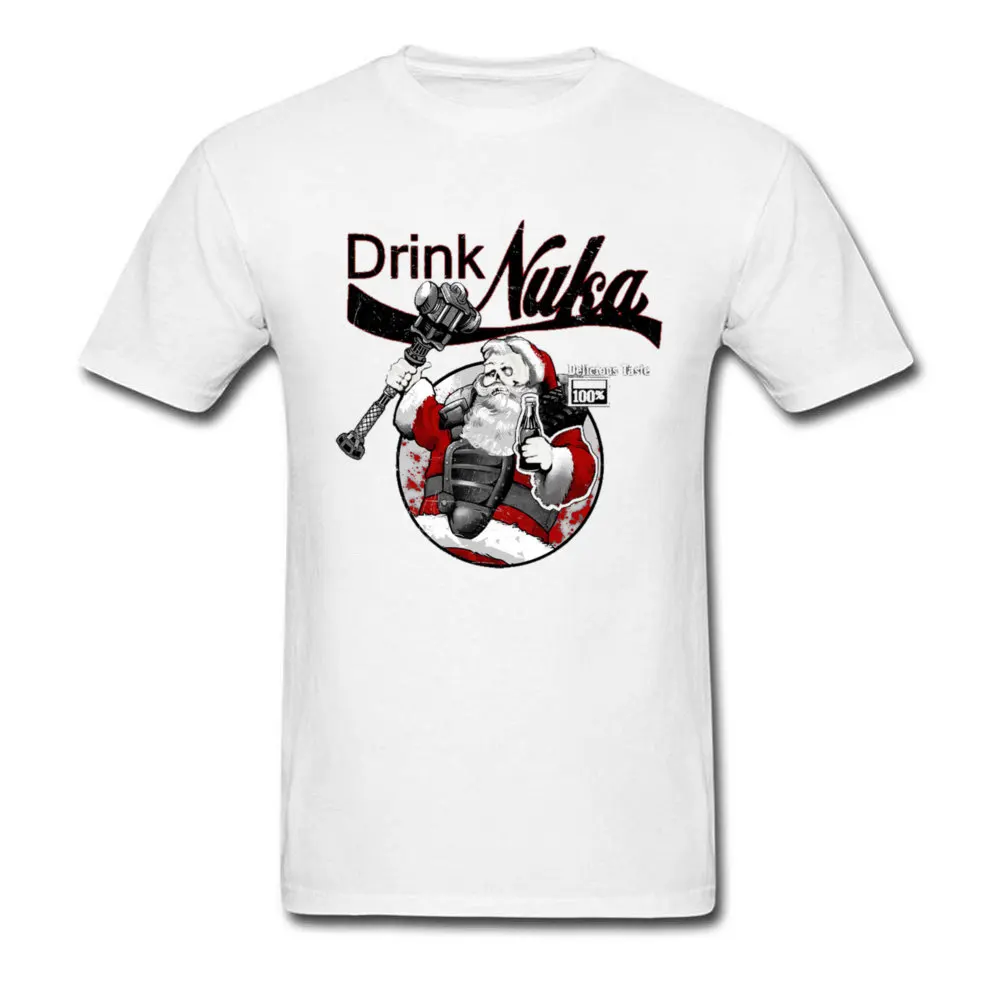 Drink Nuka New Coming Short Sleeve Camisa T-shirts 100% Cotton Crewneck Mens Tops T Shirt Normal Tops Shirt Summer/Autumn Drink Nuka white