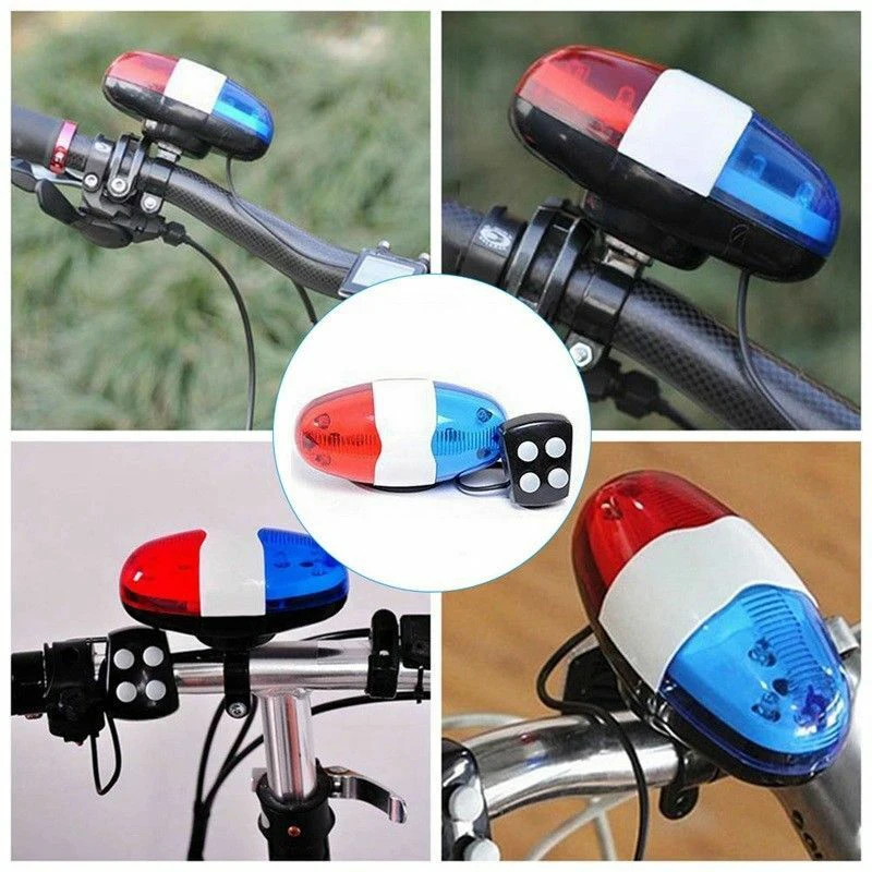 

2019 New 6 LED 4Tone Horn For Sounds Bike Horn Bells Police Bike Light Electronic Siren for Kids Bicycle Scooter Accessories