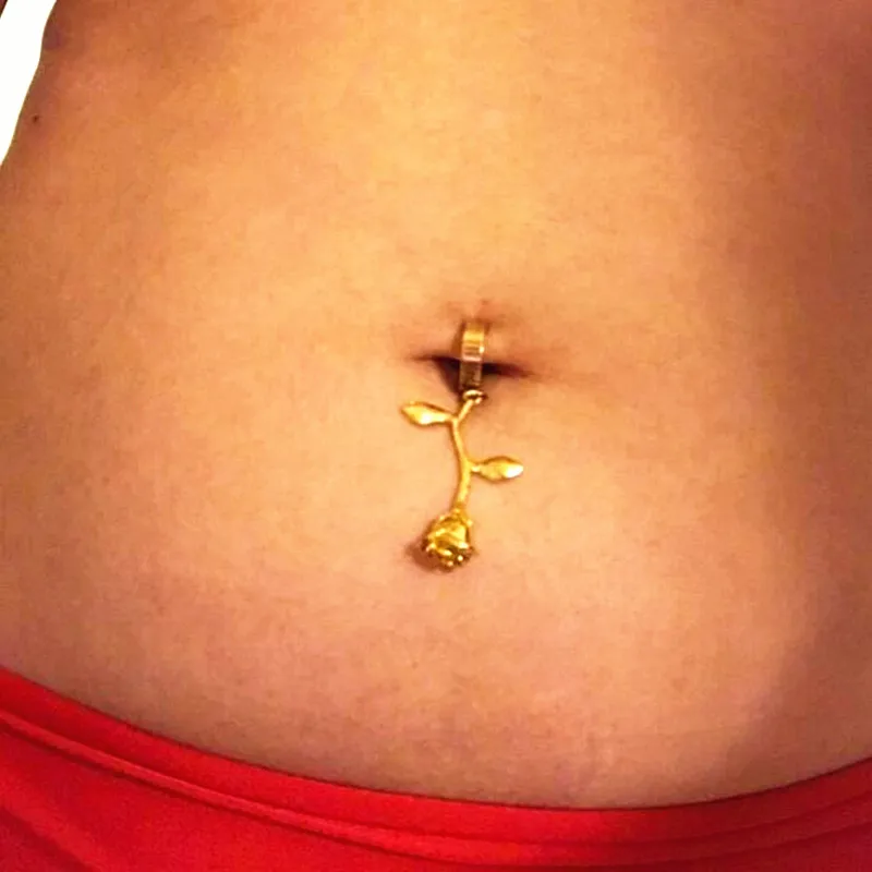 Fake Belly On Rings Surgical Steel Rose Flower Body Jewelry Fake Belly On Rings Surgical Steel