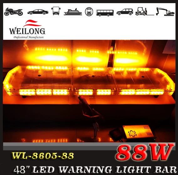 88led Warning Emergency Recovery LightBar Wrecker Flashing LightBar Beacon Strobe Light Bar Amber