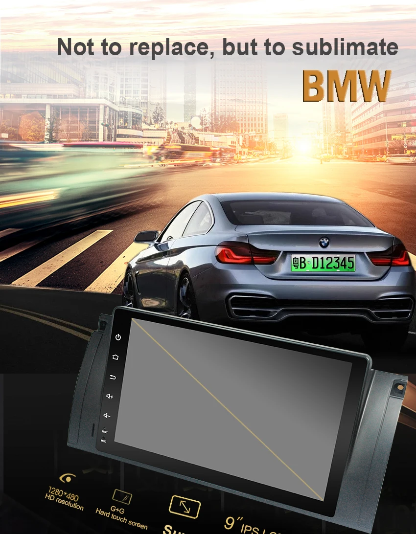 6 Koason 9 inch Android System 7.1.1 Car Media Player GPS Navigation With disc Stereo for BMW E39 1995-2003