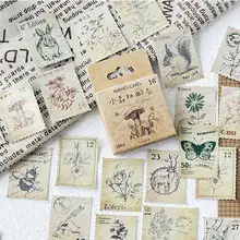 46 unids/caja bosque plantas sellos de animal Mini Vintage papel pegatinas Scrapbooking papelería Retro decorativo diario Flake Sticker