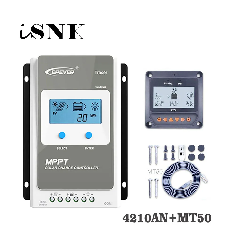 

Tracer4210AN 40A MPPT Solar Charge Controller cell battery charger control 4210AN 4210A with MT50 Remote Meter LCD Display