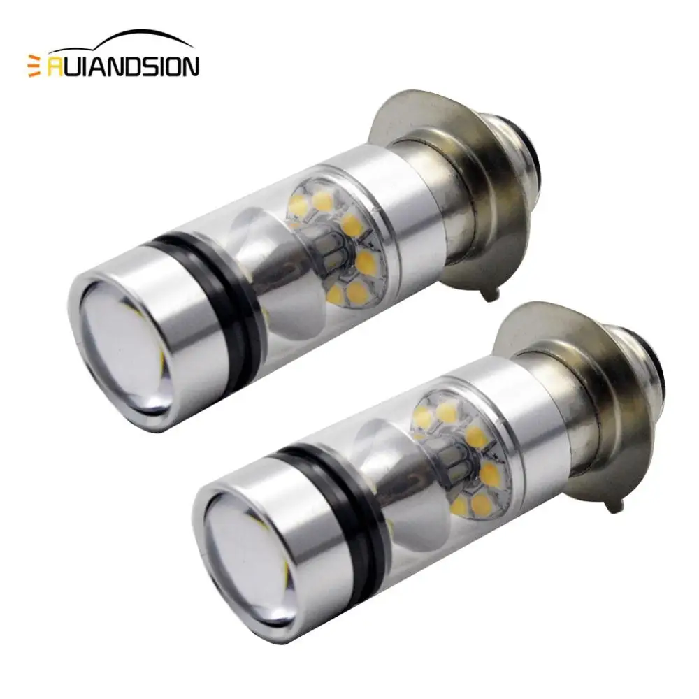 

6000K 12v 24V H6M 100W Led Motorcycle Scooter Bulb Motorbike P15D CR'EE Led Headlight high/low beam Moped Light Moto Accessories