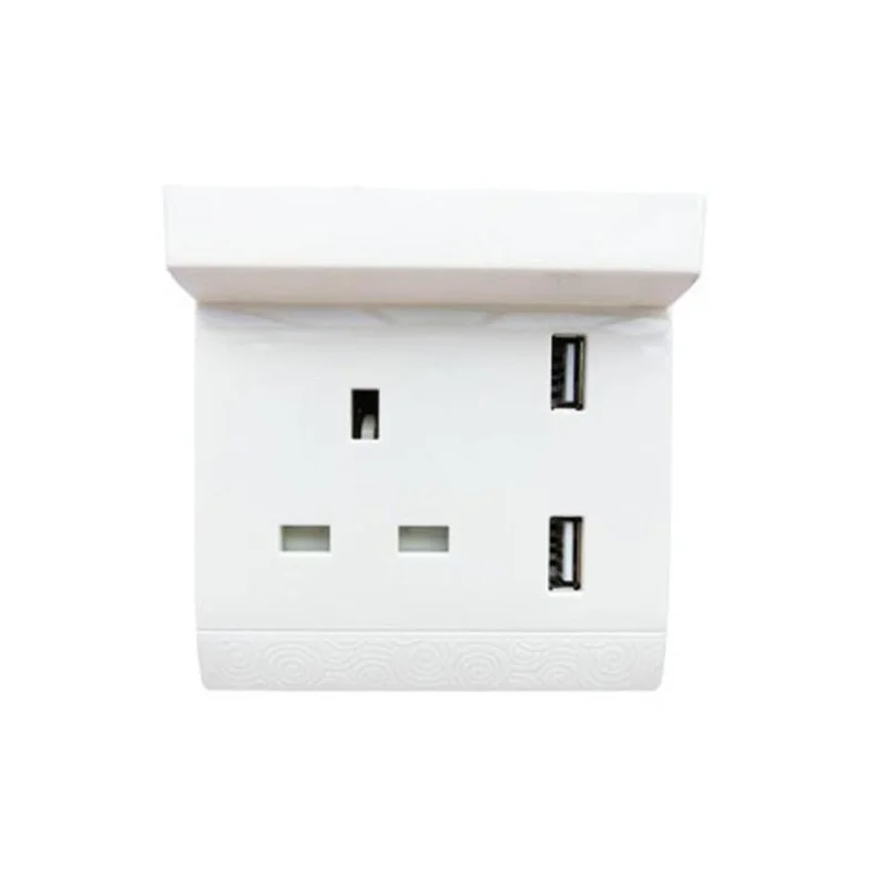 Dual USB Port Electric Wall Socket Charger Dock AC Power Receptacle