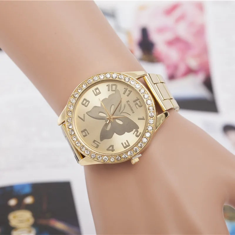 KANIMA Lovers Quartz Watches Women Men Gold WristWatches Top Brand Luxury Female Male Clock Golden Steel