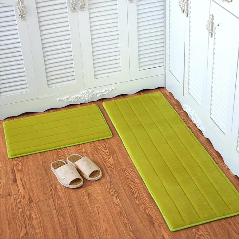 Кухонные длинные коврики, Нескользящие впитывающие коврики для ванной комнаты, коврик для входной двери, мягкая офисная скатерть для спальни - Цвет: green stripe