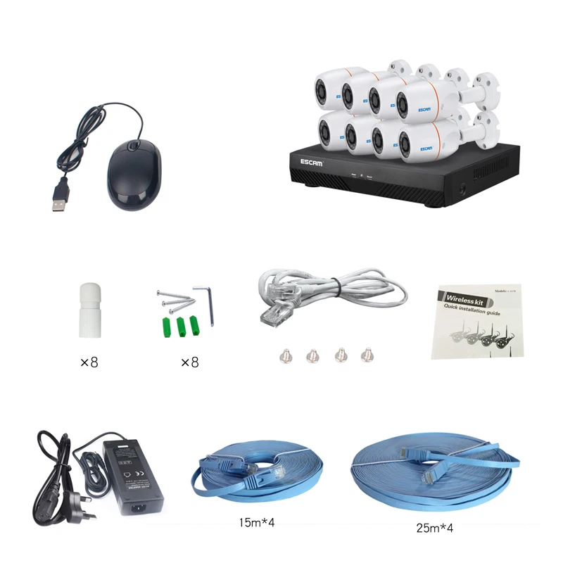 

ESCAM PNK805 NVR Kit 4MP 8CH POE ONVIF Camera Kit