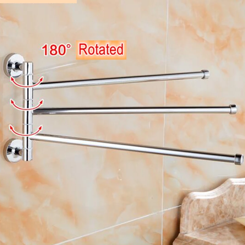 

Stainless Steel Towel Bar with 3 Folding Swing Arm Bathroom accessories Storage Organizer Wall Mount Hanger Swivel towel rack